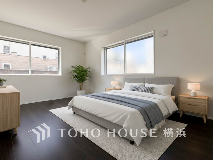 穏やかな風と陽光を導き、プライバシーに配慮された設計プランを採用し、居住性を一段と心地よいものにしています。明るく開放的な空間を演出しております。（装飾品はAI加工です）