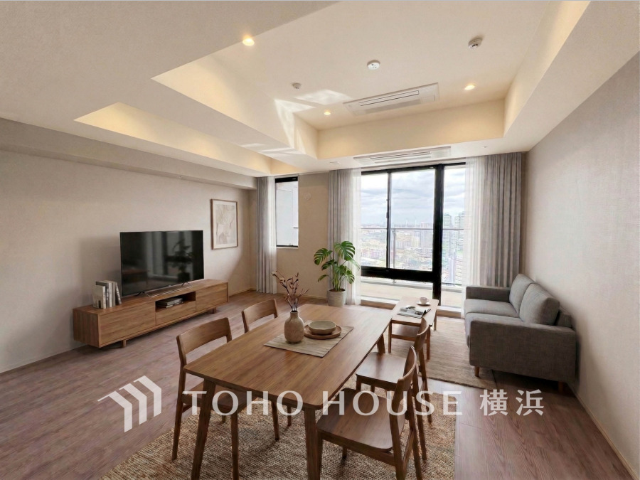 家族との何気ない日常を上質に。時を忘れるほど心地よく、ゲストも温かく迎え入れる快適なリビング。※生成AIによるイメージです。家具・小物は販売価格に含まれません。