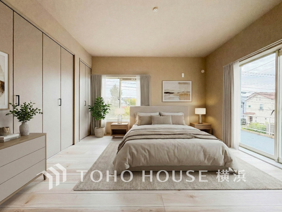 一日の中で多くの時間を過ごすことになる住まいだからこそ、いつも穏やかな空間であるように心掛けています。構成する建材などへの配慮が、住まう方の健康を守ります。（家具はAI加工です）