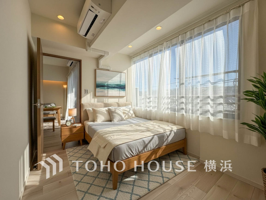 うららかな陽射しがどのお部屋にも降り注ぐ、快適さを追求した間取設計。（家具・装飾品はAI加工です）