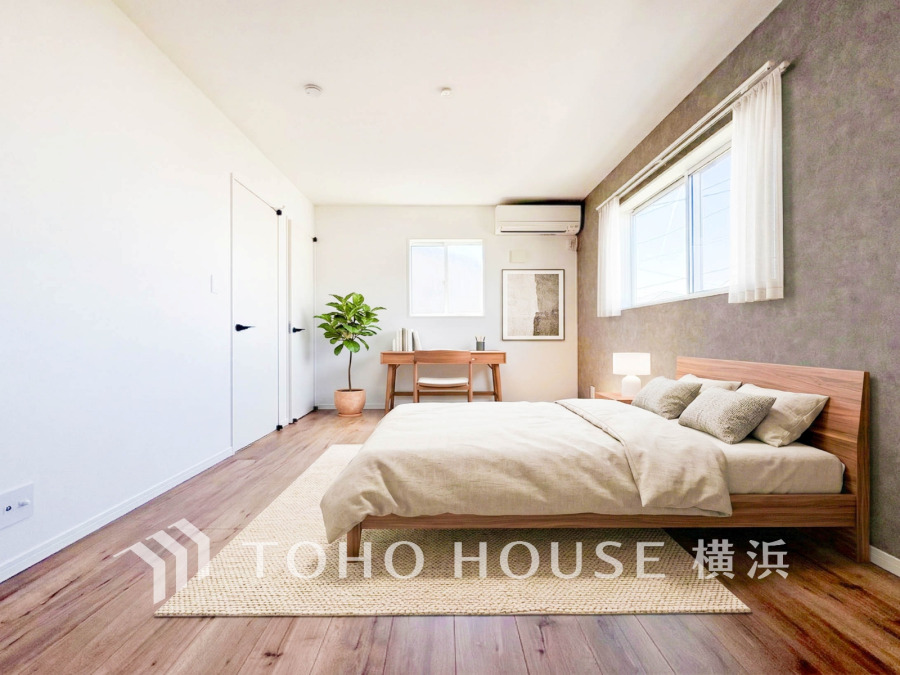 穏やかな風と陽光を導き、プライバシーに配慮された設計プランを採用し、居住性を一段と心地よいものにしています。明るく開放的な空間を演出しております。（装飾品はAI加工です）