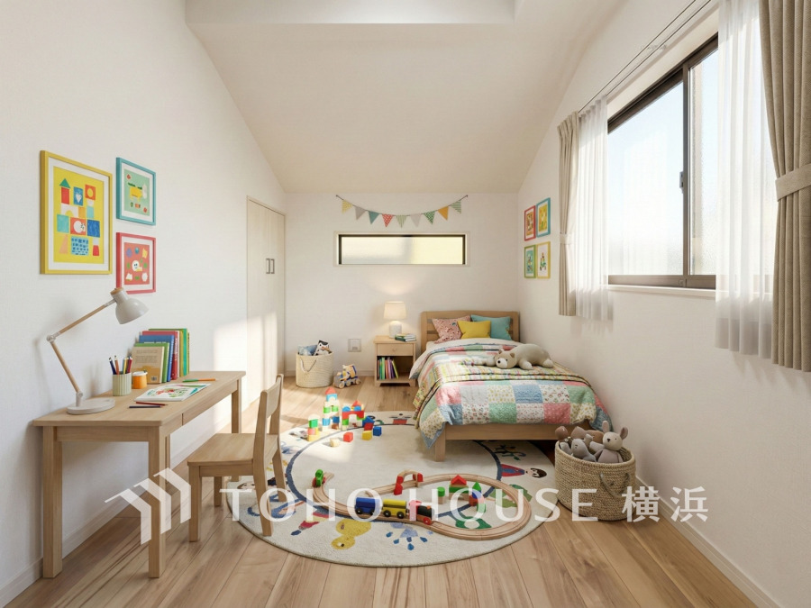 大きな窓からは快適な光を取り入れ、通気性能を上げる事で居心地の良い空間を演出します。多くの時間を過ごす住まいだからこそ、いつも快適な場所であるように心掛けています。(家具はAI加工)