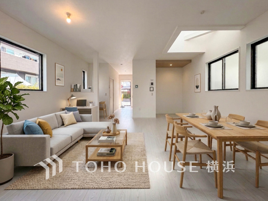 ご家族やお客様との時間など、多くの時を刻む空間。何気なく過ぎる時でさえも上質なひと時となる快適な空間を目指して。（家具・装飾品はAI加工です）