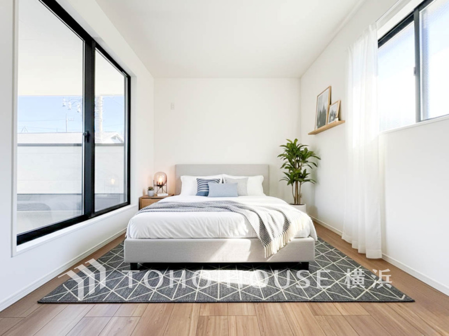 穏やかな風と陽光を導き、プライバシーに配慮された設計プランを採用し、居住性を一段と心地よいものにしています。明るく開放的な空間を演出しております。（家具はAI加工です）