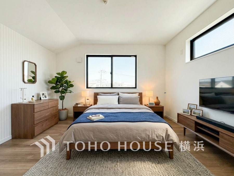 心と時間にゆとりをもたらす場所。自分らしく個性を飾る、センス良い癒しと寛ぎのプライベート空間を演出。※生成AIによるイメージです。家具・小物は販売価格に含まれません。