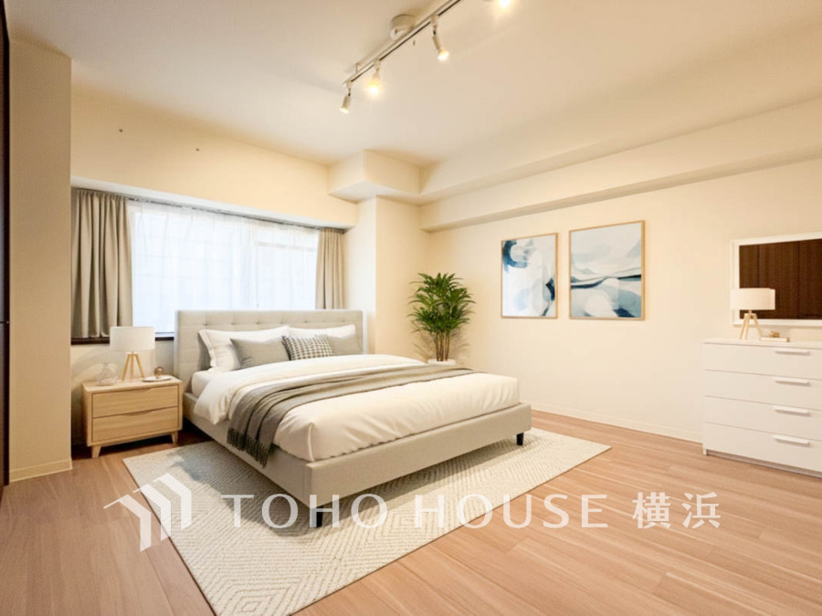 穏やかな寛ぎを届ける上質仕様のゆとりあるお部屋。自分時間を充実させながら心豊かにできるプライベート空間。（家具はAI加工）