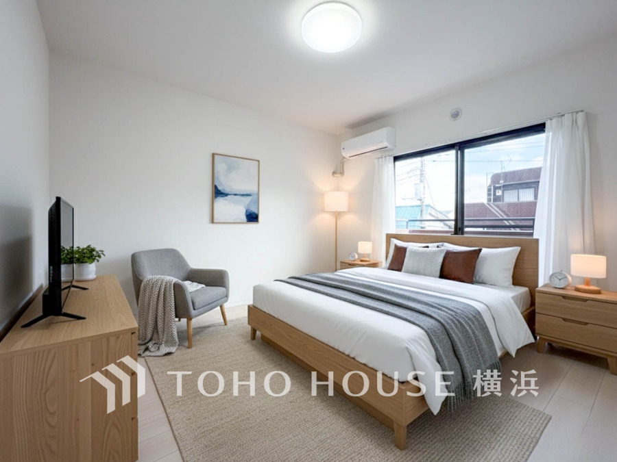 大きな窓からは快適な光を取り入れ、通気性能を上げる事で居心地の良い空間を演出します。多くの時間を過ごす住まいだからこそ、いつも快適な場所であるように心掛けています。（装飾品はAI加工です）