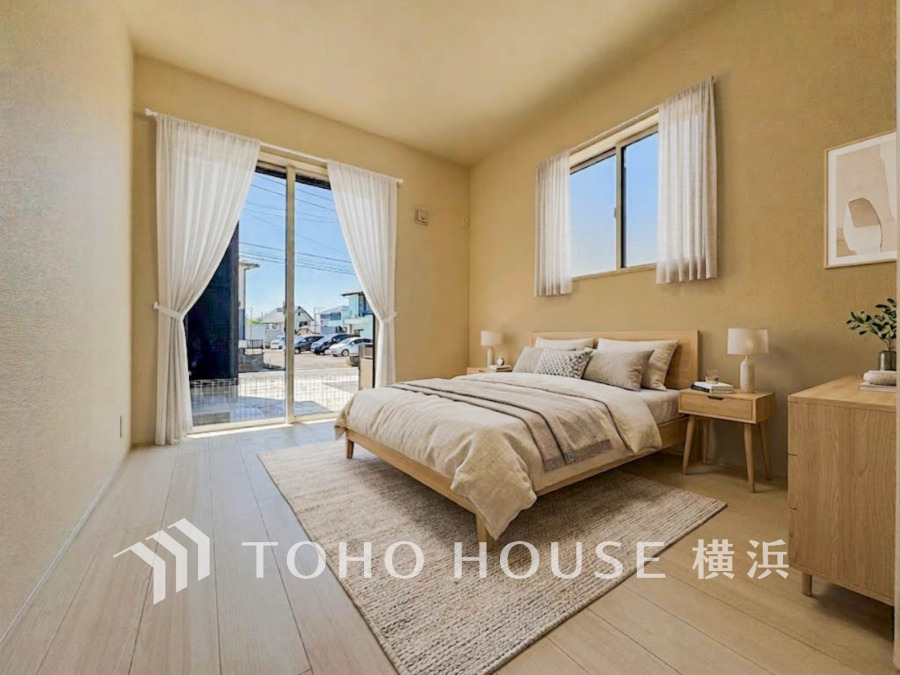 穏やかな風と陽光を導き、プライバシーに配慮された設計プランを採用し、居住性を一段と心地よいものにしています。明るく開放的な空間を演出しております。※生成AIによるイメージです。家具・小物は販売価格に含まれません。
