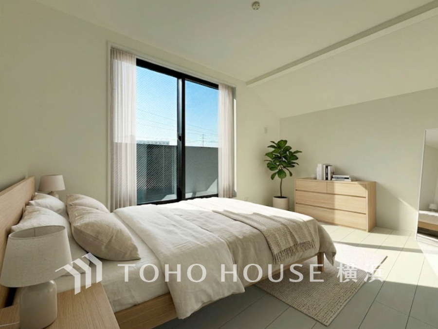 家族一人ひとりの大切なプライベート空間。趣味・感性で個性的に飾って頂けるようシンプルに仕上げてあります。自分時間を充実させながら心豊かなひとときを過ごすための大切な空間。（装飾品はAI加工です）