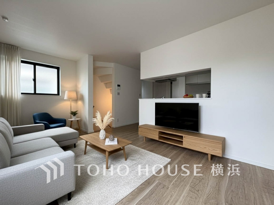 ここにはみんなが集い、食事と楽しい会話が始まる。話に夢中になりすぎて、ついつい時を忘れてしまう。そんな束の間の幸せを感じさせてくれる場所。（家具・調度品はAI加工によるイメージです）