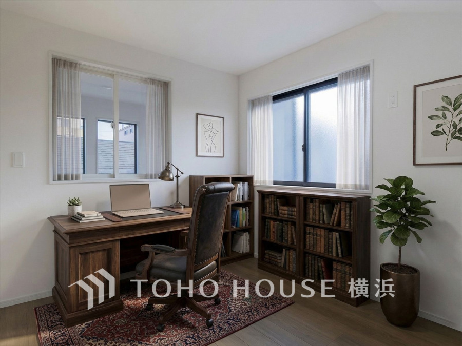 1日の疲れを癒し、心地よく寛げるようゆったりとした広さを確保しています。プライベートタイムをより優雅に穏やかに…。落ち着いた雰囲気を紡ぎます。※生成AIによるイメージです。家具・小物は販売価格に含まれません。