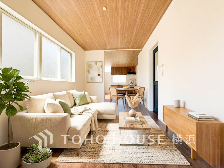 一日の中で多くの時間を過ごすことになる住まいだからこそ、いつも穏やかな空間であるように心掛けています。構成する建材などへの配慮が、住まう方の健康を守ります。（装飾品はAI加工です）