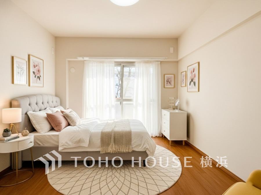 穏やかな寛ぎを届ける上質仕様のゆとりあるお部屋。自分時間を充実させながら心豊かにできるプライベート空間。（装飾品はAI加工です）