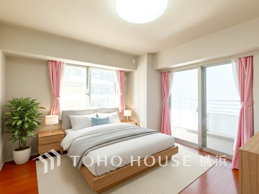 穏やかな寛ぎを届ける上質仕様のゆとりあるお部屋。自分時間を充実させながら心豊かにできるプライベート空間。（家具等はAI加工です）