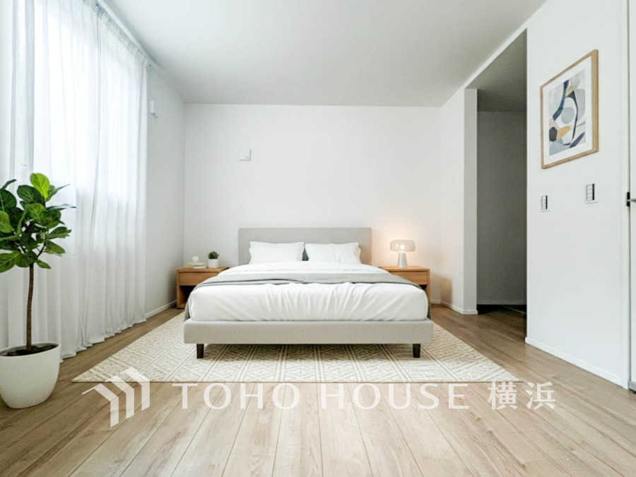 穏やかな寛ぎを届ける上質仕様のゆとりあるお部屋。自分時間を充実させながら心豊かにできるプライベート空間。（家具はAi加工です）