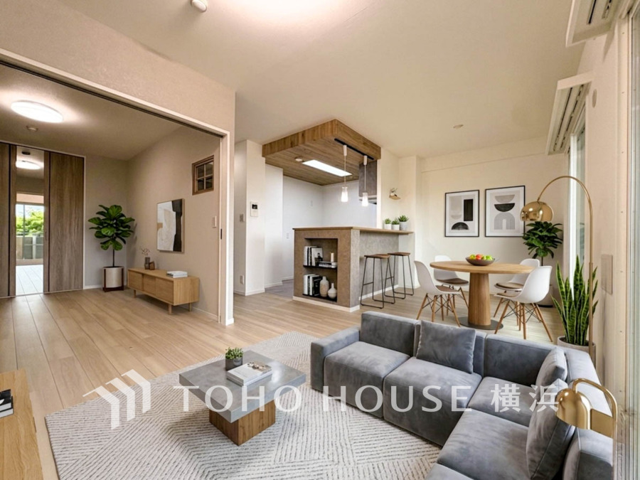 大切な家族やお客様と刻む時を、より上質に。何気ない日常さえも特別に変える、心地よい空間を目指して。※生成AIによるイメージです。家具・小物は販売価格に含まれません。