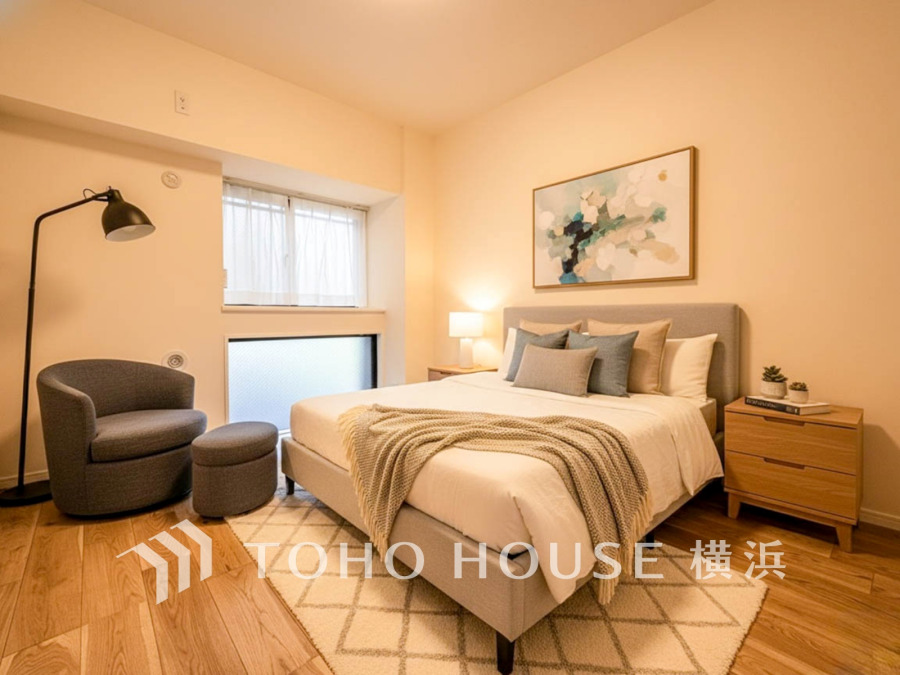 プライベートな自分時間を快適に過ごせるお部屋です。（家具・装飾品はAI加工です）