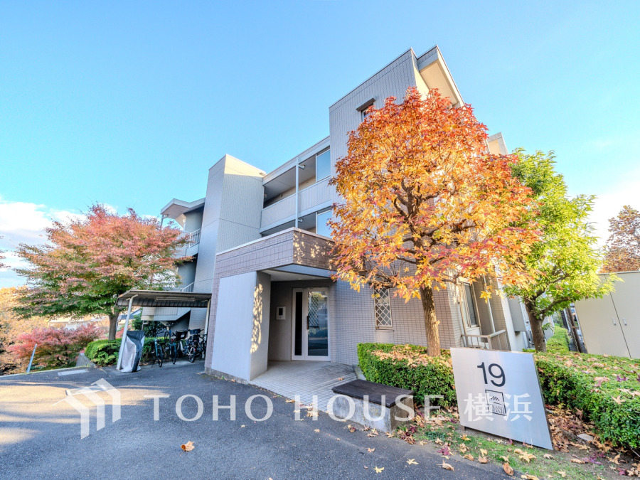 秋の彩りに包まれた落ち着いた住環境。陽当たり良好で快適な暮らしを叶えるモダンな低層マンションです。