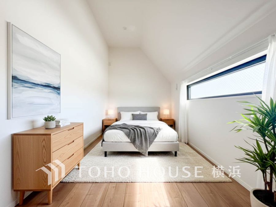 家族一人ひとりの大切なプライベート空間。趣味・感性で個性的に飾って頂けるようシンプルに仕上げてあります。自分時間を充実させながら心豊かなひとときを過ごすための大切な空間。（家具はAi加工です）