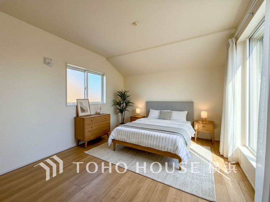 家族一人ひとりの大切なプライベート空間。趣味・感性で個性的に飾って頂けるようシンプルに仕上げてあります。（家具・家電・装飾品はAI画像です）