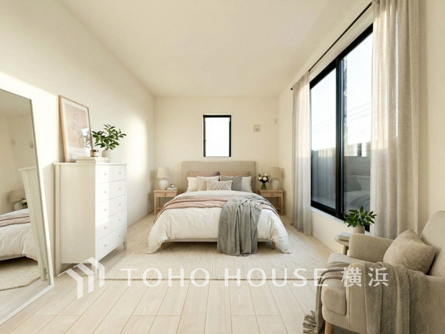 バルコニーに面した明るい洋室。穏やかな陽射しが、ゆったりとした寛ぎの時間を包みます。
